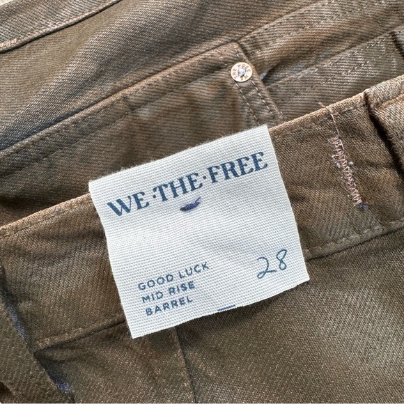 NWT Free People Good Luck Barrel Jeans Faux Leather Coated 28 - Picture 4 of 14